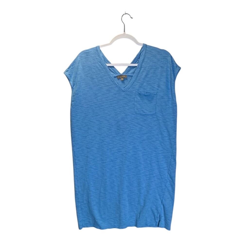 Lilla P Womens Blue T-Shirt Dress Soft Modal Slub Knit Coastal Summer Casual S